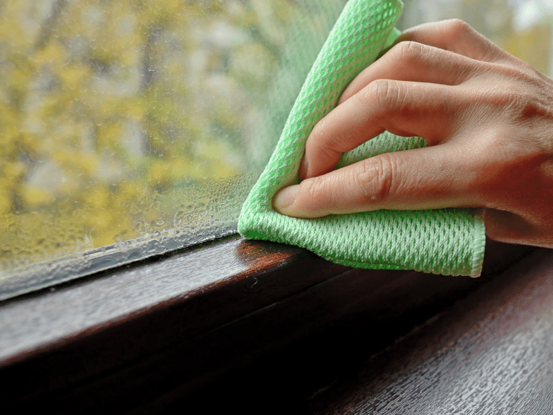 wiping-window-condensation-with-cloth